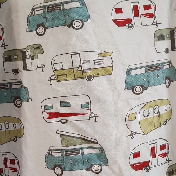 Curtain With Vintage Camper Print Trailers Camping RV Farmhouse Road Trip 73X42 - Picture 3 of 7